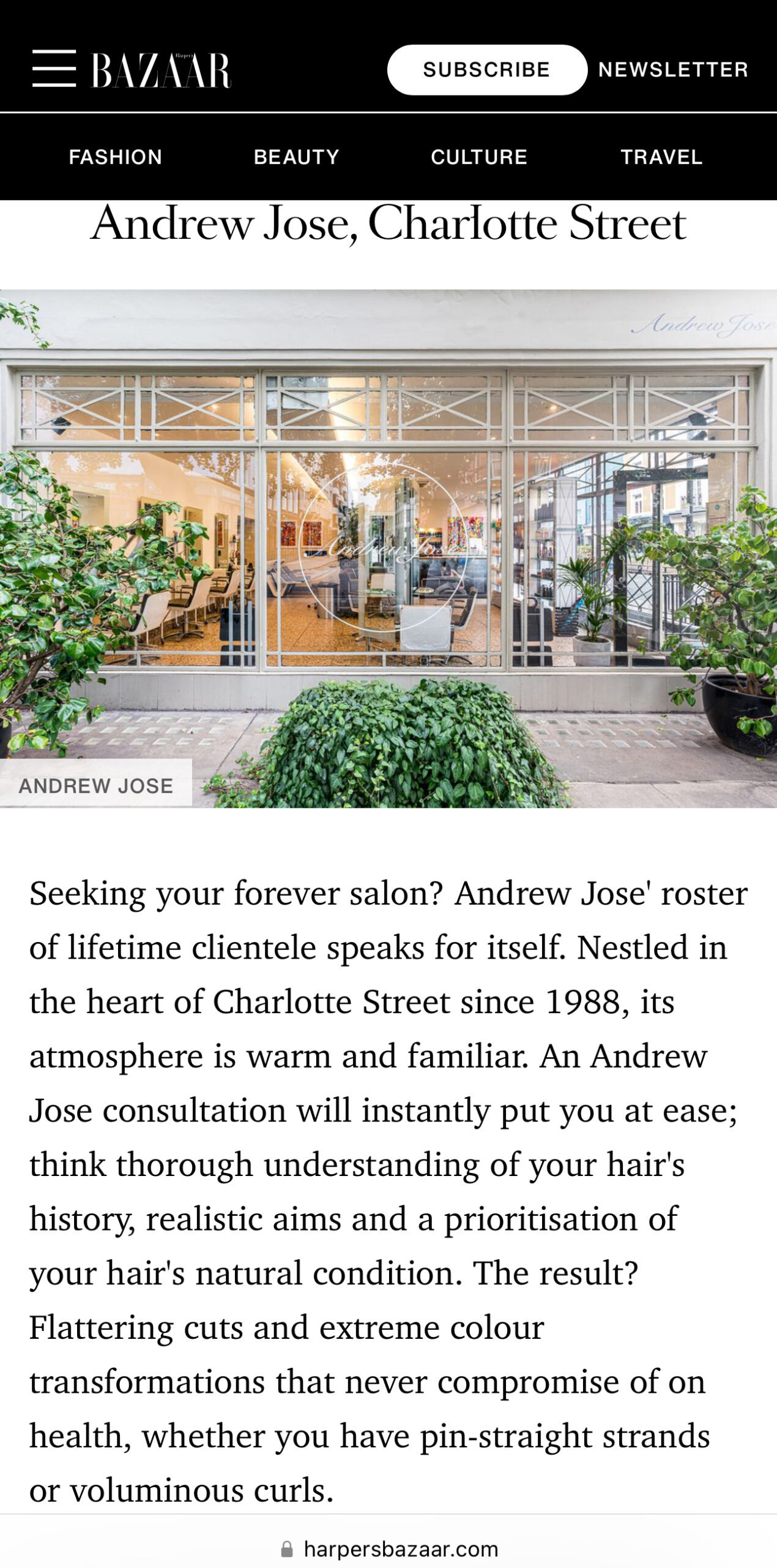Andrew Jose Salon in Harper’s Bazaar